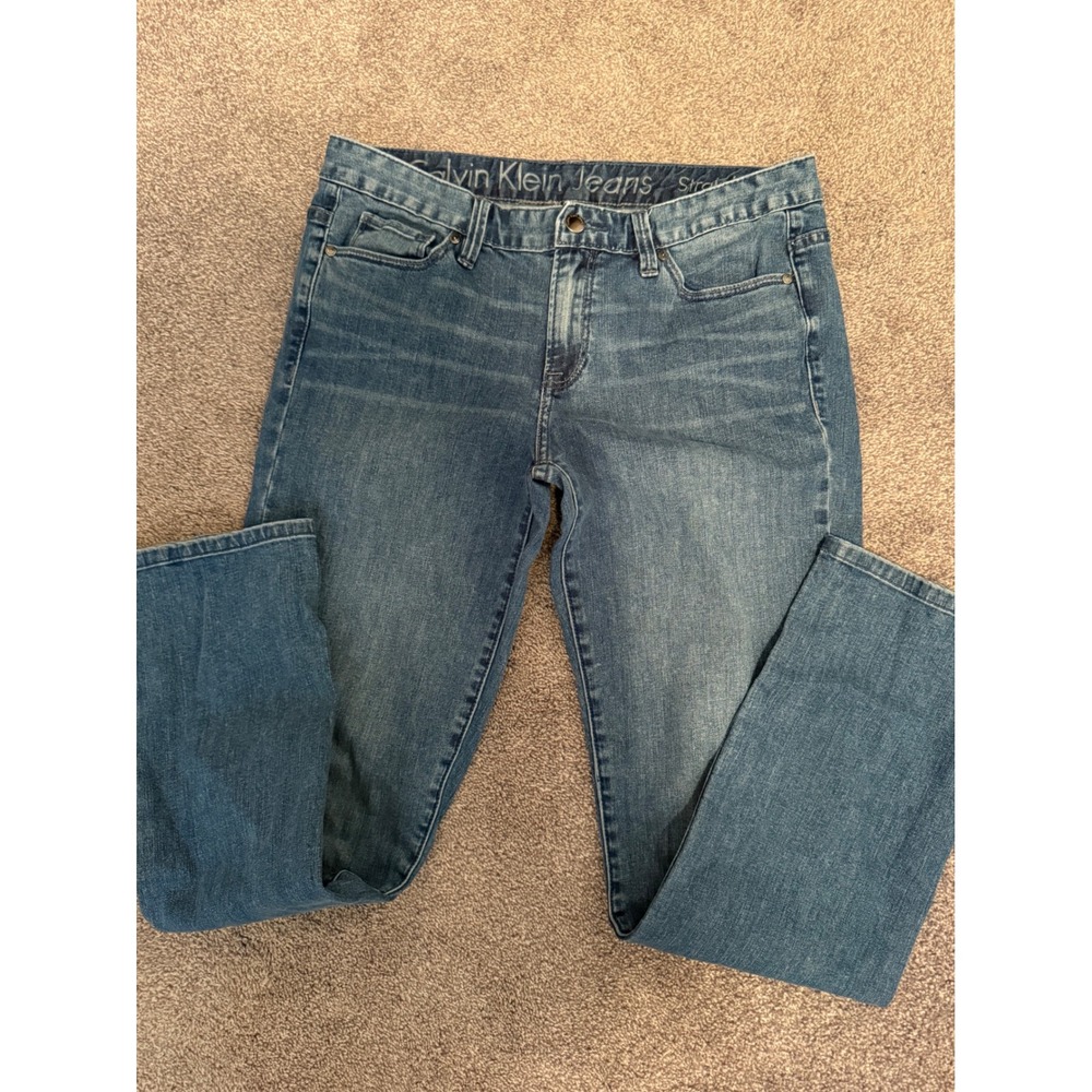 Calvin Klein Jeans Womens Straight Leg Medium Wash Blue Denim Size 30/10